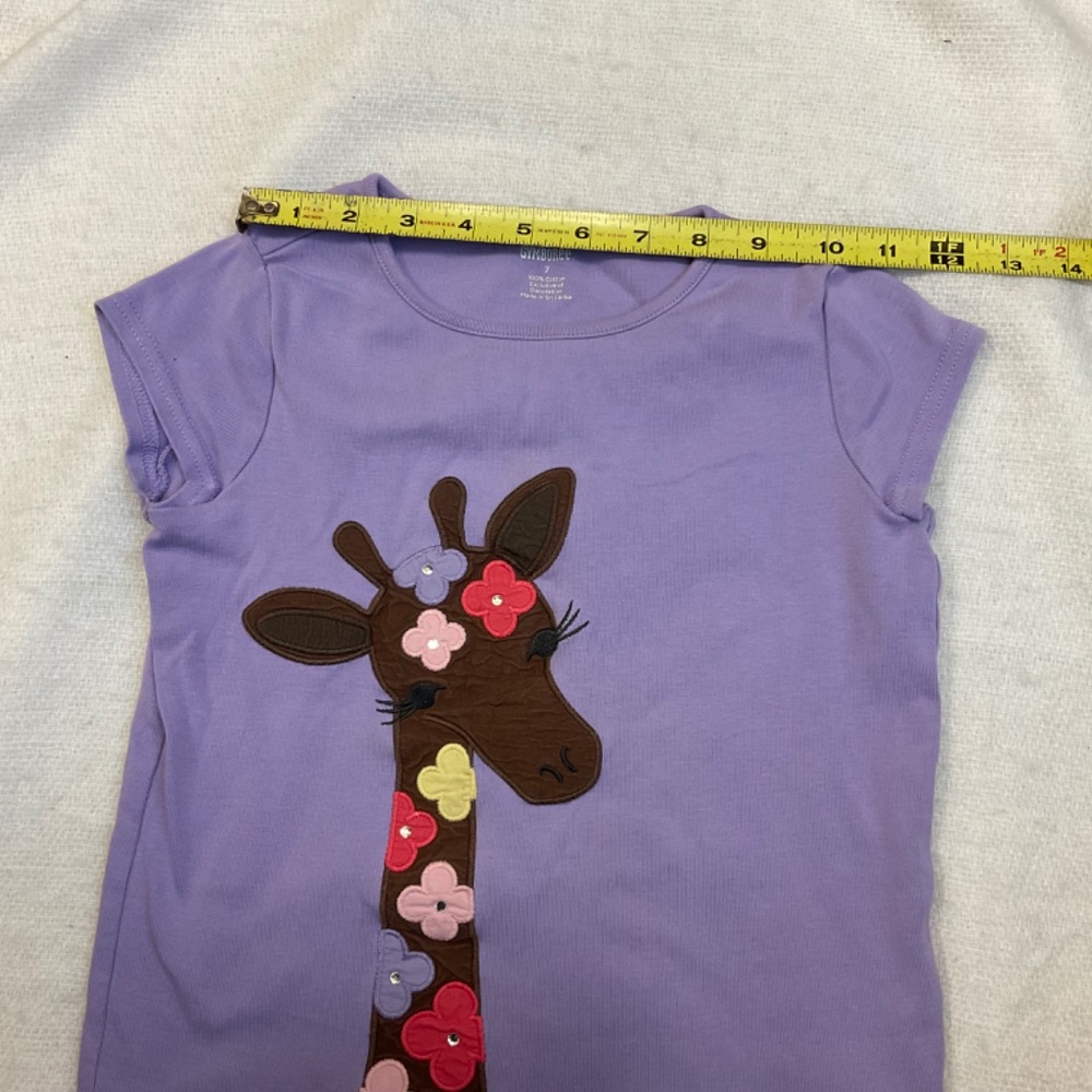 Gymboree Girl's Shirt Purple Giraffe Sequin Lilac Sz 7 - READ - Picture 2 of 8